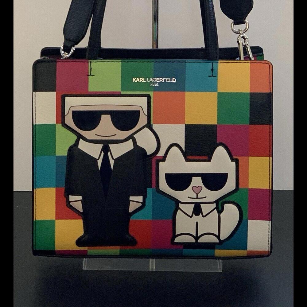 NWT Karl Lagerfeld Maybelle Character  Crossbody Bag Bright Colorblock Squares